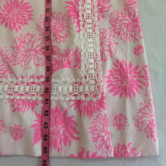 Lovely "The Lilly" Lilly Pulitzer Pink Floral Dress Crochet Detail Vintage Sz 14 - Picture 12 of 16